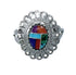Southwestern Manmade Multicolor Inlay Sterling Silver Ring Size 7-1/2 JX131079